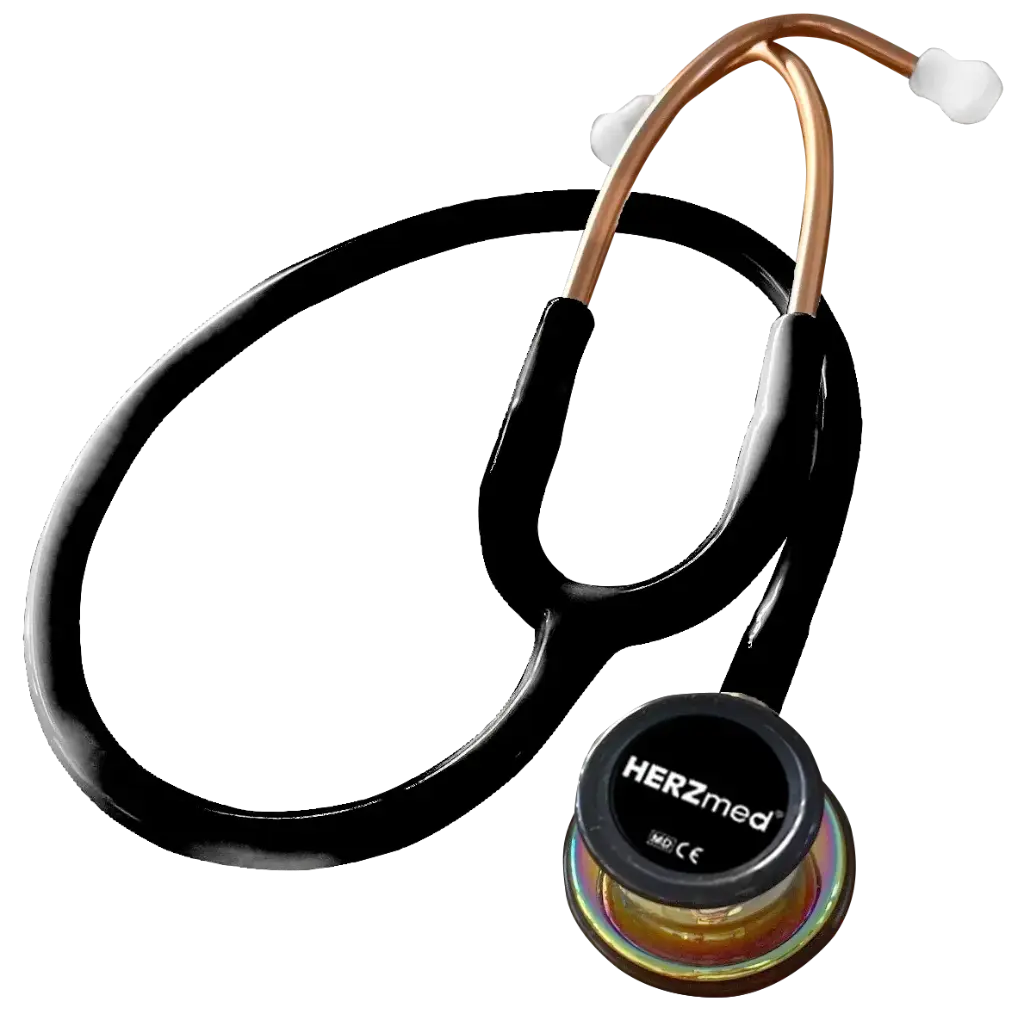 HERZmed Stethoskop PROFI BLACK - Pearl Effect