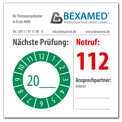 Kontrollaufkleber BEXAMED \Nächste Prüfung\ 5 x 5
