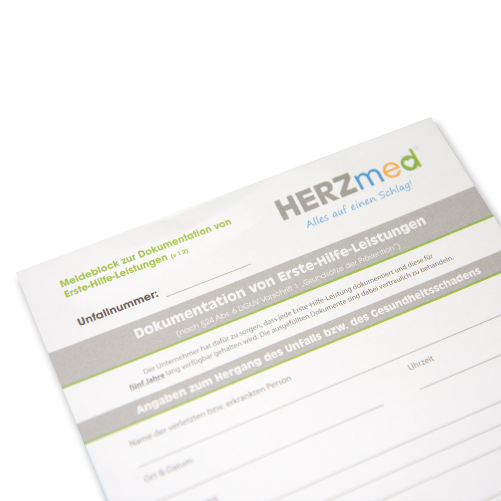 HERZmed Meldeblock FIRST AID