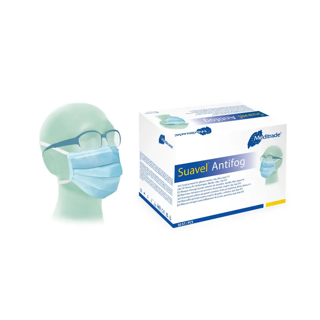 Suavel Antifog OP-Maske für Brillenträger, blau